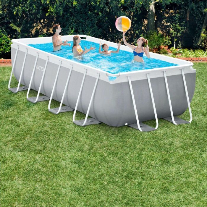 Intex Piscina Rectangular Prism Farme PVC con Depuradora y Escalera, 488x244x107 cm, 3785 Litros, Edades +6 5