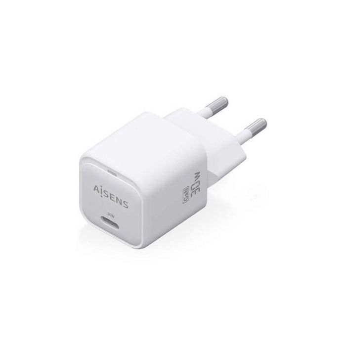Aisens ASCH-30W1P018-W Cargador de Pared GaN USB-C 30W PD Carga Rápida AI Multiprotocolo para Portátiles Móviles Tablets Blanco 1 Aisens ASCH-30W1P018-W Cargador de Pared GaN USB-C 30W PD Carga Rápida AI Multiprotocolo para Portátiles Móviles Tablets Blanco 1