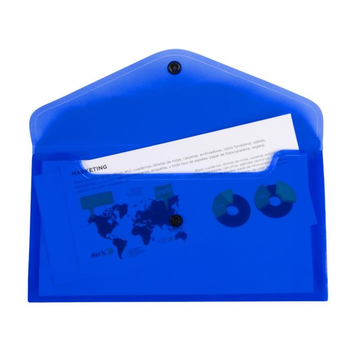 Carpeta Liderpapel Dossier Broche Polipropileno Tamaño Sobre Americano 260x140 mm Azul Translucido 12 unidades 1