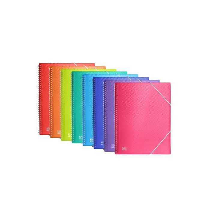 Oxford Carpeta con 20 Fundas Cristal Espiral con Gomas Urban PP Colores Surtidos A4 (Set de 10) (Set de 10)