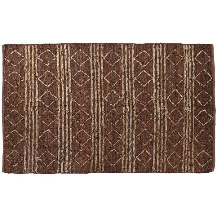 DKD Home Decor Alfombra Alpino de Yute, Cuero y Algodón Marrón con Rombos 230x160 cm 2000 gsm DKD Home Decor Alfombra Alpino de Yute, Cuero y Algodón Marrón con Rombos 230x160 cm 2000 gsm