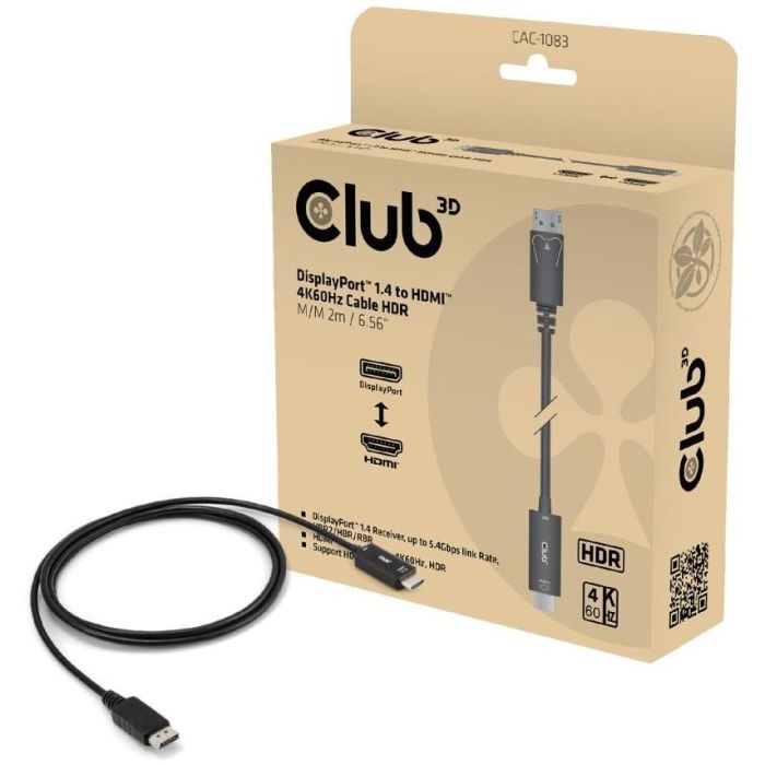 Club3D CAC-1083 Cable DisplayPort 1.4 a HDMI HDR 4K 60Hz Activo 2m - Adaptador de Vídeo de Alta Resolución 2 Club3D CAC-1083 Cable DisplayPort 1.4 a HDMI HDR 4K 60Hz Activo 2m - Adaptador de Vídeo de Alta Resolución 2