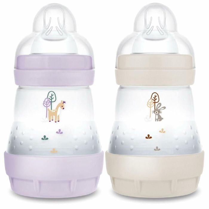 MAM MAM9001616836510 Set de 2 Biberones Easy Start Anticólico 160 ml Tetina Flujo 1 Lila y Arena 1