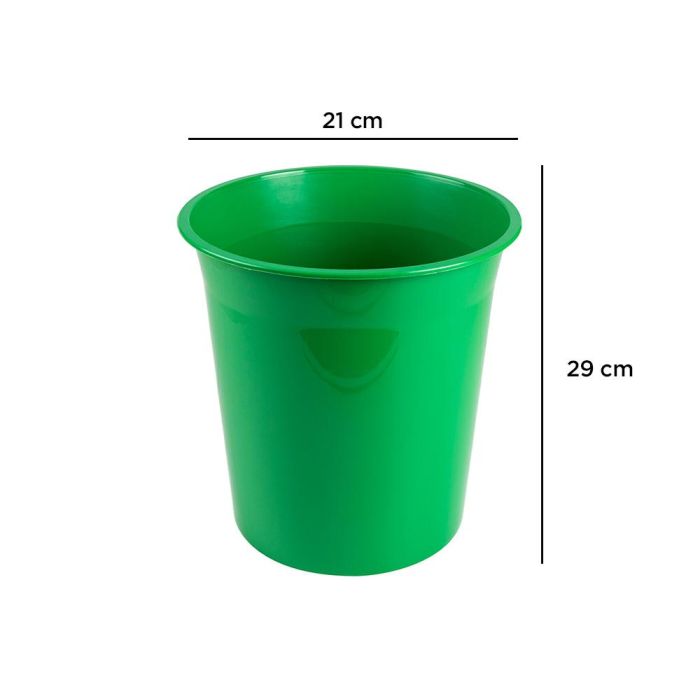 Papelera Plastico Q-Connect Verde Opaco 13 Litros 275x285 mm 1