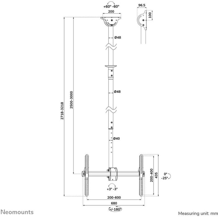 Soporte de Mesa para Pantalla Neomounts CL35-440BL16XL 70" 37" 50 kg 11