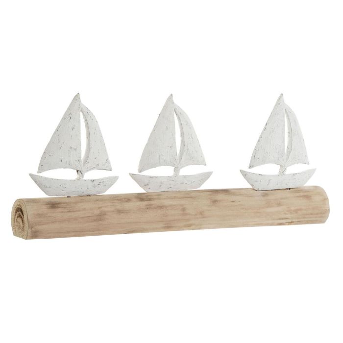 Figura Decorativa Home ESPRIT Blanco Natural Veleros Mediterráneo 62 x 8,5 x 25,5 cm