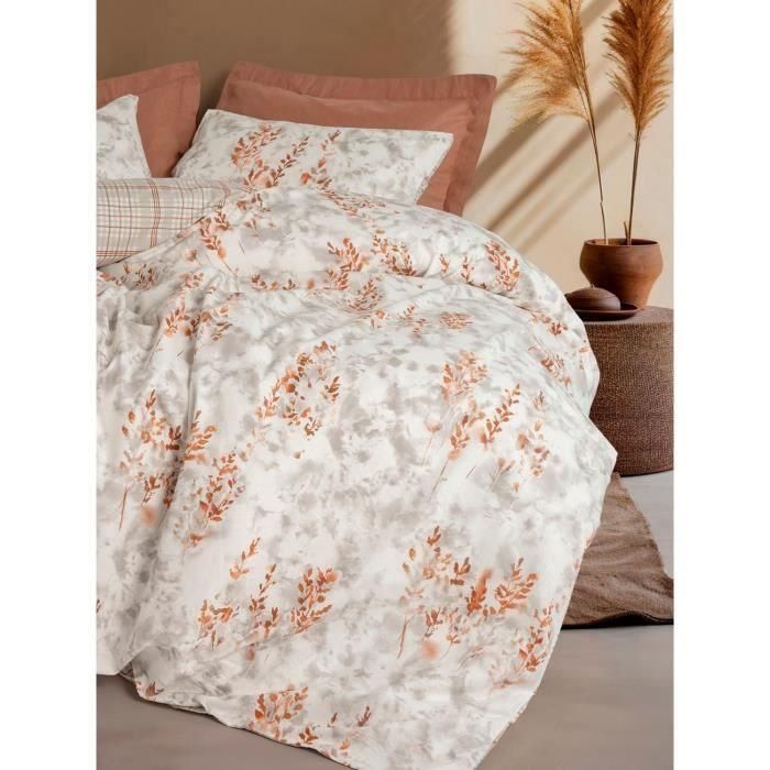 Juego de cama - 1 funda nórdica 220x240 cm + 2 fundas de almohada 60x60 cm - 100% algodón - Canela 2 Juego de cama - 1 funda nórdica 220x240 cm + 2 fundas de almohada 60x60 cm - 100% algodón - Canela 2