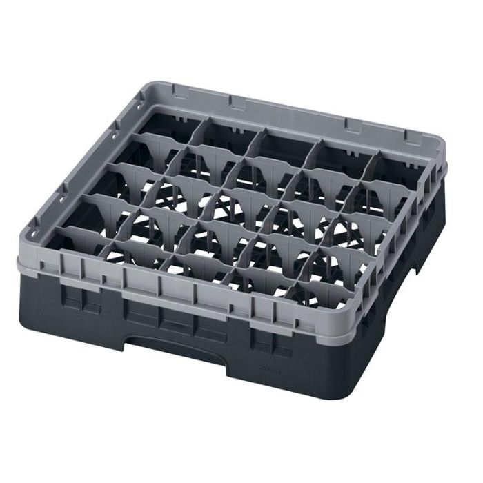 CAMBRO - 25S318-110 - Cesta de lavado 25 comp. 1 altura - 8,7 cm Ø máx. - alt. máx. 9,4 cm - 50 x 50 x 14,3 cm - Negro