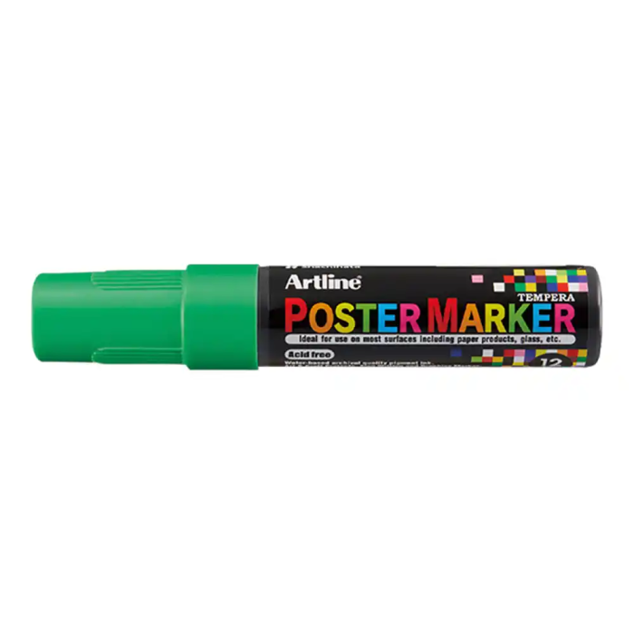 Artline Rotulador EPP-12 Punta Rectangular 12 mm Verde Fluor para Cartelería 1