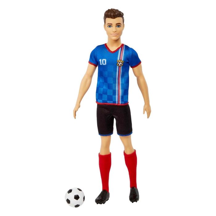 Barbie Hcn15 Muñeco Ken Futbolista con Camiseta Azul, Pantalones Negros y Medias Rojas - Incluye Balón (29,2 cm) 2 Barbie Hcn15 Muñeco Ken Futbolista con Camiseta Azul, Pantalones Negros y Medias Rojas - Incluye Balón (29,2 cm) 2