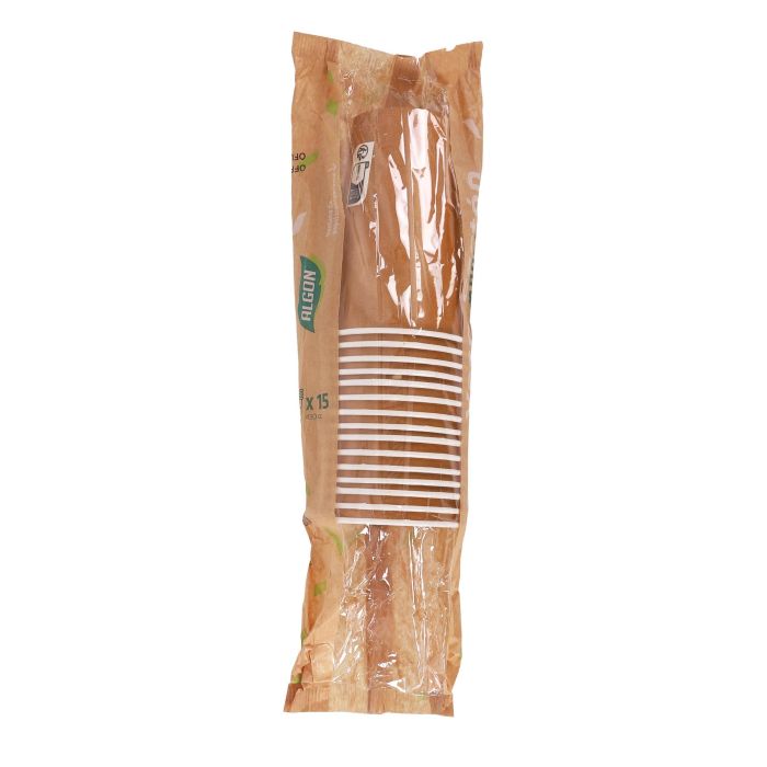Set de 15 vasos de cartón kraft 450 cc Algon (16 Cajas) 1