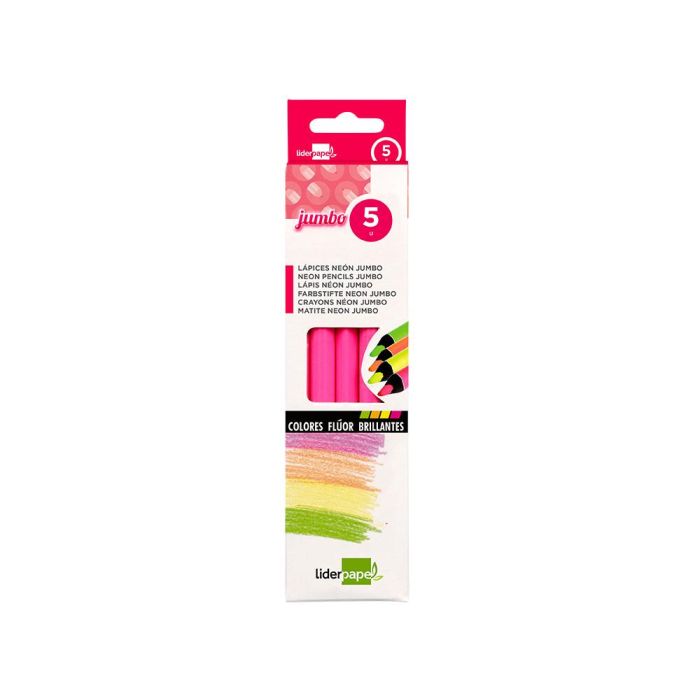 Lapices Fluorescente Liderpapel Jumbo Neon Rosa 5 unidades 6