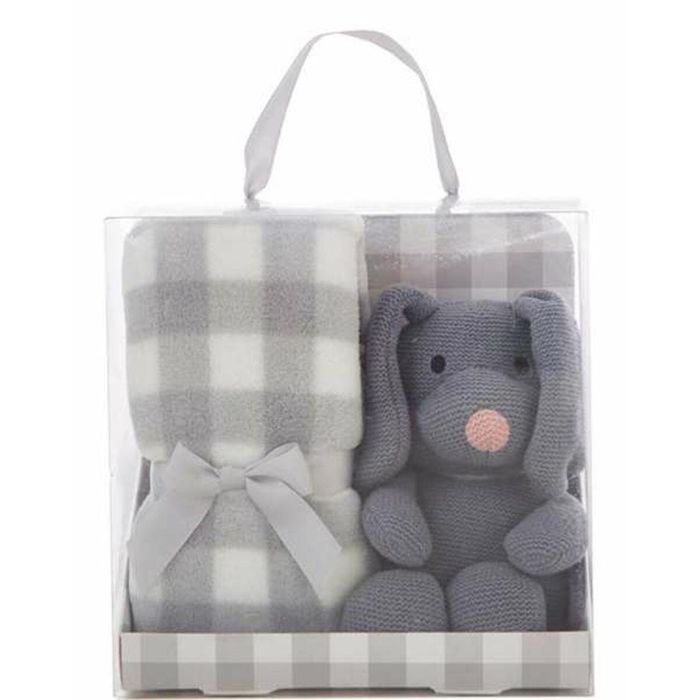 Set caja manta cuadros 90 x75 cm gris + perro 26 cm 1 Set caja manta cuadros 90 x75 cm gris + perro 26 cm 1