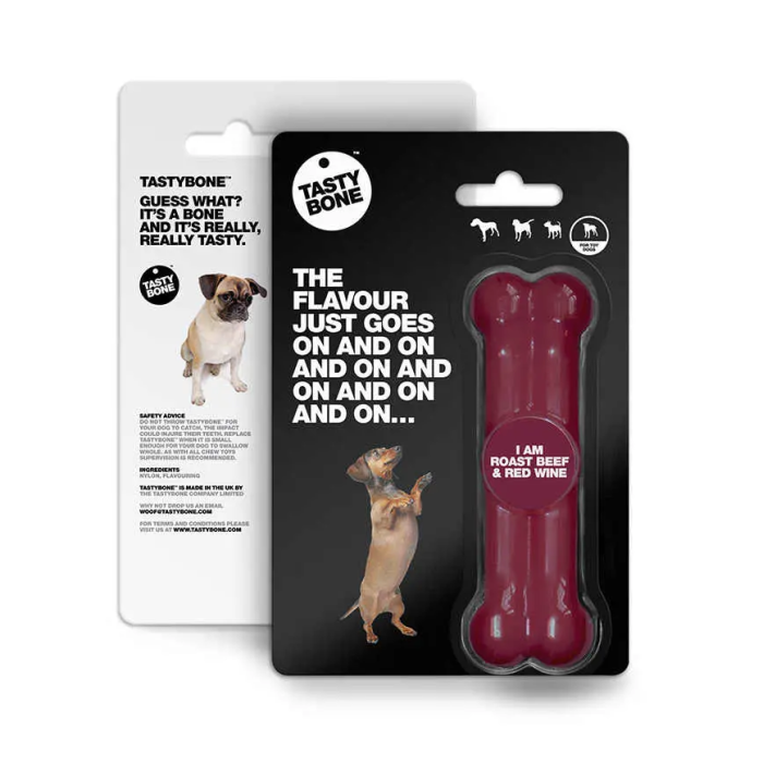 Tasty Bone Toy-Puppy Ternera Asada Vino Tinto