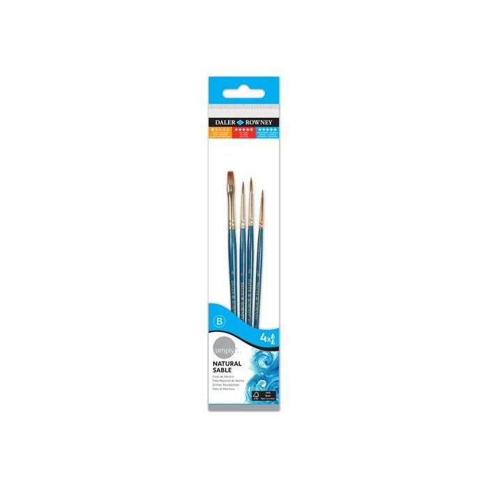 Pincel Daler Rowney Pelo Marta Mango Corto Blister De 4