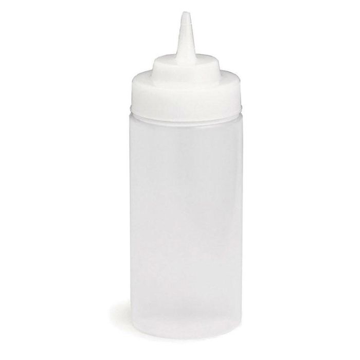 TABLECRAFT - 10853C/6 - Pack de 6 unidades - Botella exprimible con boca de 53 mm 240 ml - 6 x 6 x 17,1 cm - Blanco translúcido
