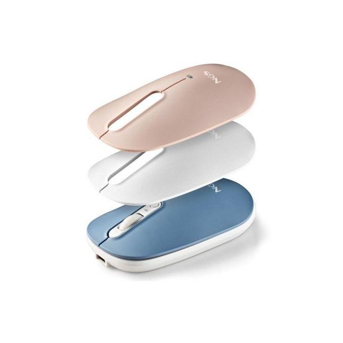 NGS Ratón Inalámbrico Recargable Shell RB, 2.4GHz Bluetooth 5.0 Multidispositivo, Batería Recargable, 1000/1200/1600 DPI, Botones Silenciosos, Ambidextro