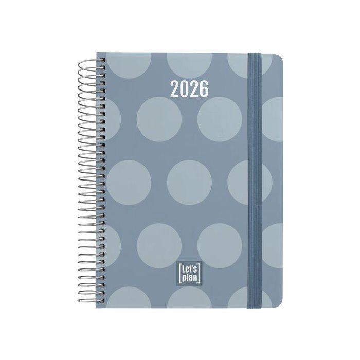 Agenda Anual (2026) Grafoplas Design Espiral Tapa Extra Con Goma A5 210X150 D/P Dots