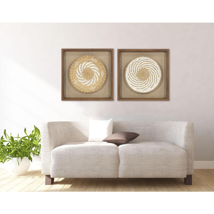 Cuadro Boho DKD Home Decor Beige Blanco 3.6 x 35 x 35 cm (2 Unidades) 3 Cuadro Boho DKD Home Decor Beige Blanco 3.6 x 35 x 35 cm (2 Unidades) 3