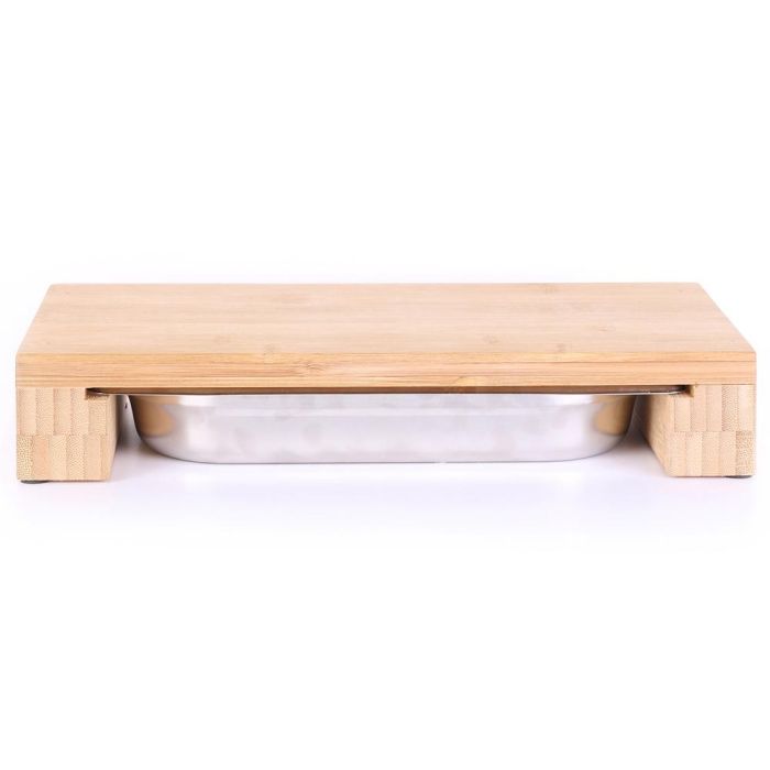 Cook Concept Tabla Cortar con Cajón de Acero Inoxidable y Bambú Cocina 32,5x16,5 cm 3