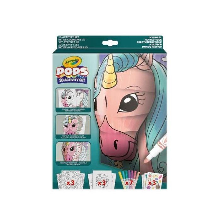 Actividades 3D color pops mystica setl con 3 fondos ,3 hojas 3d, 7 rotuladores,3 hojas adhesivas y cnta adhesiva. 29x22x2.6 cm Actividades 3D color pops mystica setl con 3 fondos ,3 hojas 3d, 7 rotuladores,3 hojas adhesivas y cnta adhesiva. 29x22x2.6 cm