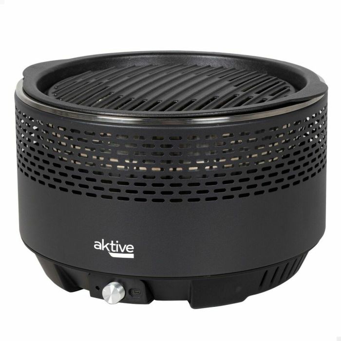 Barbacoa Portátil Aktive Redonda Sin humo Negro Ø 34 cm Barbacoa Portátil Aktive Redonda Sin humo Negro Ø 34 cm