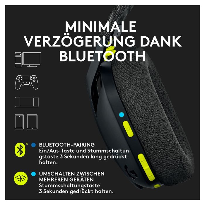 Logitech G435 Auriculares Gaming Inalámbricos Bluetooth/LIGHTSPEED con Micrófono, Dolby Atmos, Certificado Discord, para PC y Consolas, Negro
