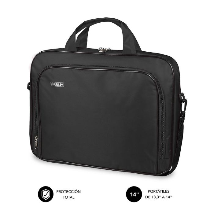 SUBBLIM Maletin Oxford Negro para Portatiles hasta 13.3"-14"/ 33.7-35.5CM - Interior acolchado