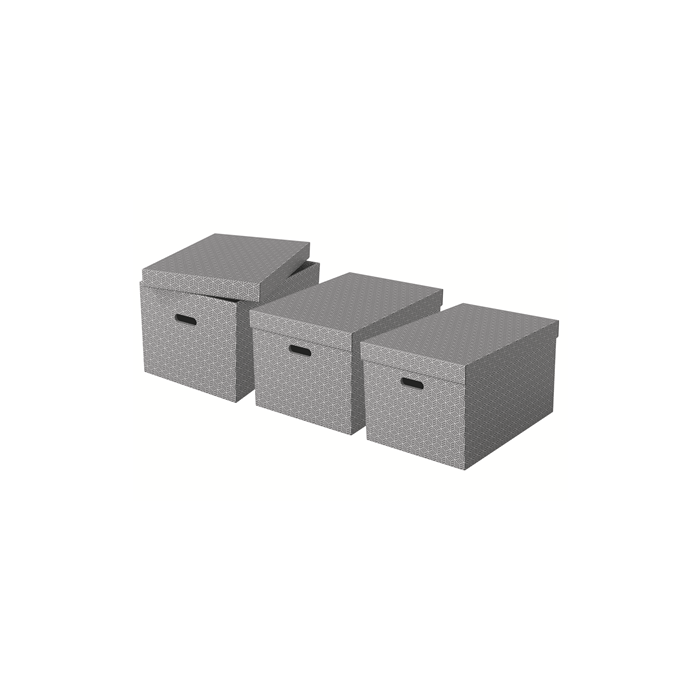 Esselte Caja de almacenaje grande color gris pack de 3 unidades 510x355x305 mm 2