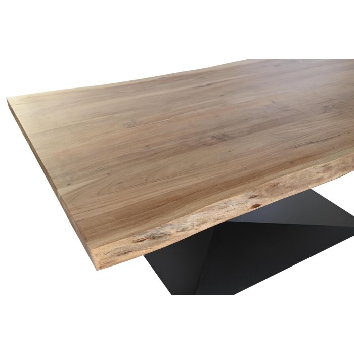 DKD Home Decor Mesa Comedor Moderno Natural Negro Acacia Metal 100 x 76 x 200 cm 1