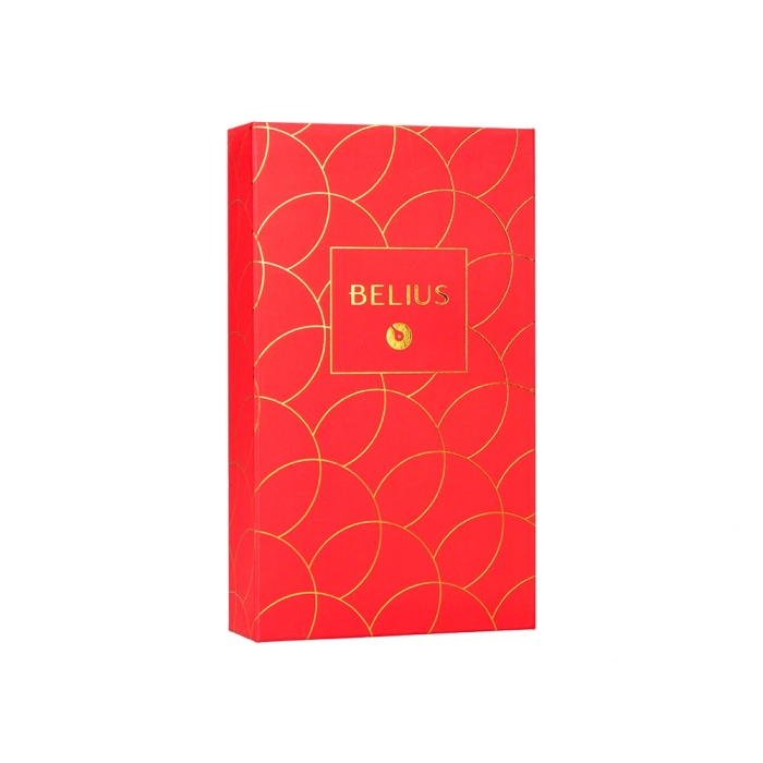 Belius Passion d'or Bolígrafo y Estuche Rojo y Dorado Tinta Azul Aluminio Textura Cepillada Caja Diseño Elegante Regalo. 2