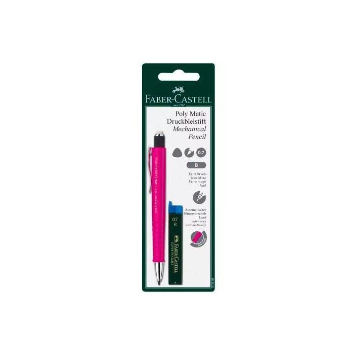 Faber Castell Portaminas Grip Matic 0,7 mm Rosa + Estuche De Minas En Blister Faber Castell Portaminas Grip Matic 0,7 mm Rosa + Estuche De Minas En Blister