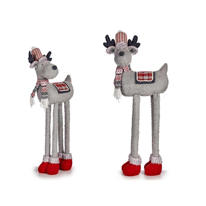 Krist+ Reno Navideño Izquierda 1M, 23x55x49 cm, Tela, Colores: Gris, Rojo, Blanco (Set de 4)