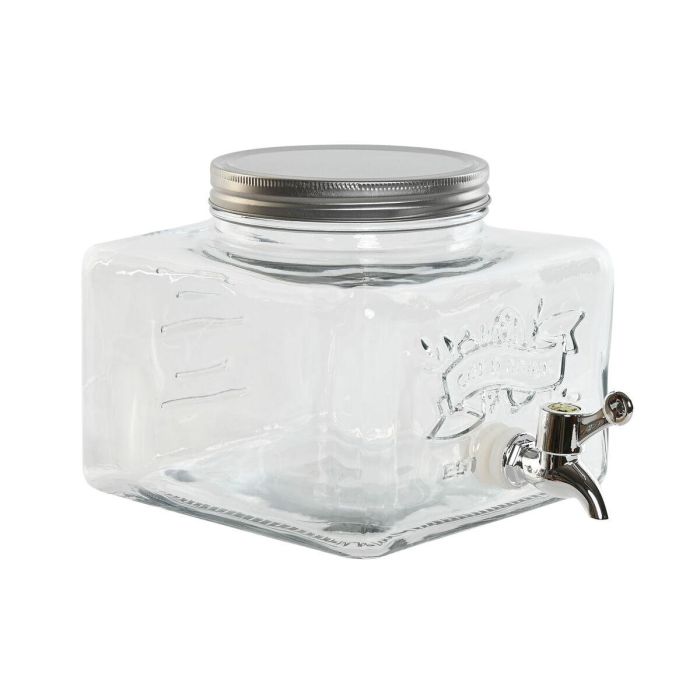 DKD Home Decor Dispensador de Bebidas de Cristal Transparente de 3,5 Litros para Nevera, Reciclable, Medidas 25x16x19 cm DKD Home Decor Dispensador de Bebidas de Cristal Transparente de 3,5 Litros para Nevera, Reciclable, Medidas 25x16x19 cm