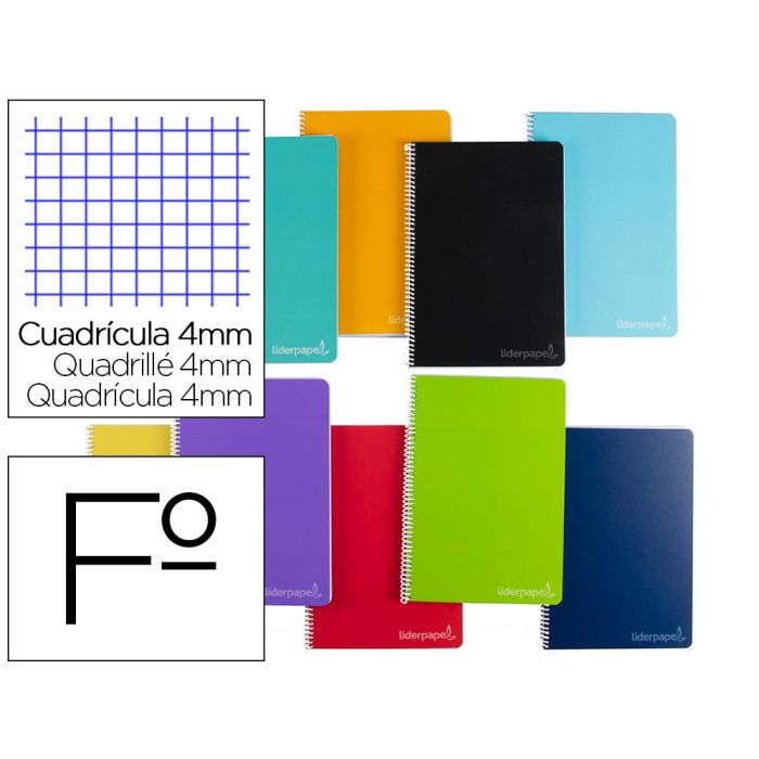 Cuaderno Espiral Liderpapel Folio Witty Tapa Dura 140 H 75 gr Cuadro 4 mm Con Margen Colores Surtidos