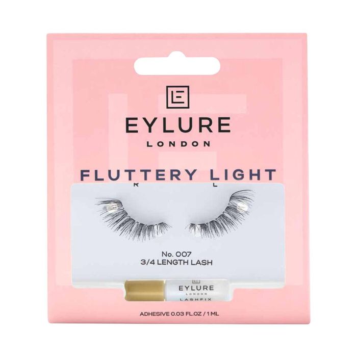 Eylure #007 Pestañas Postizas FLUTTERY Light con Pegamento Sin Látex 18h, Naturales, Veganas y Cruelty Free, 1 Unidad