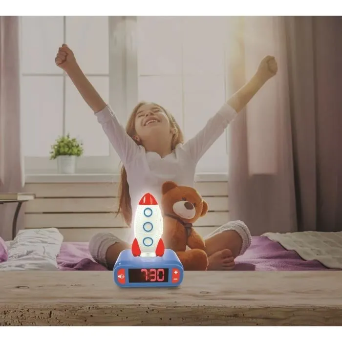 Lexibook Despertador de Luz Nocturna Cohete con Efectos de Sonido Espaciales y Alarma Ajustable 2