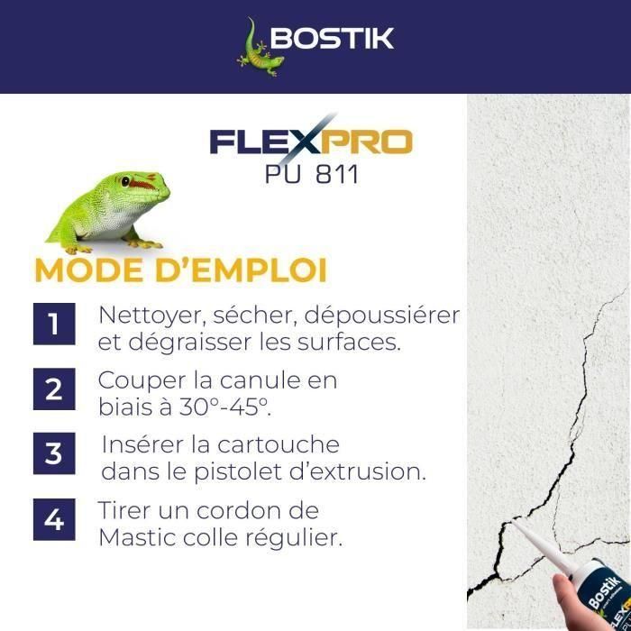 Sellador/adhesivo - BOSTIK - Flexpro PU811 - Todos los materiales - Interior/exterior - Antracita RAL7016 - 300 ml 5