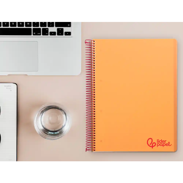 Liderpapel Cuaderno espiral A4 Micro Wonder tapa plástico 120 hojas 90gr cuadro 5mm banda 4 taladros color naranja 7