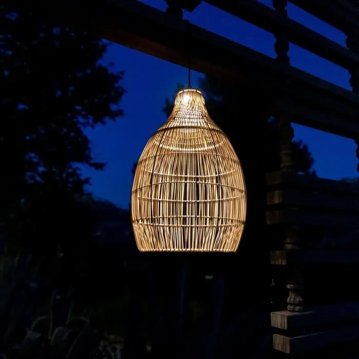 Lumisky LUM3760093545754 Lámpara Colgante Solar HOLIDAY H42 cm Cestería Bohemia Tejida Natural LED Blanco Cálido 3