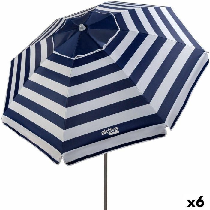 Sombrilla Aktive Azul/Blanco 200 x 200 x 200 cm Acero Tela Oxford (6 Unidades) 2