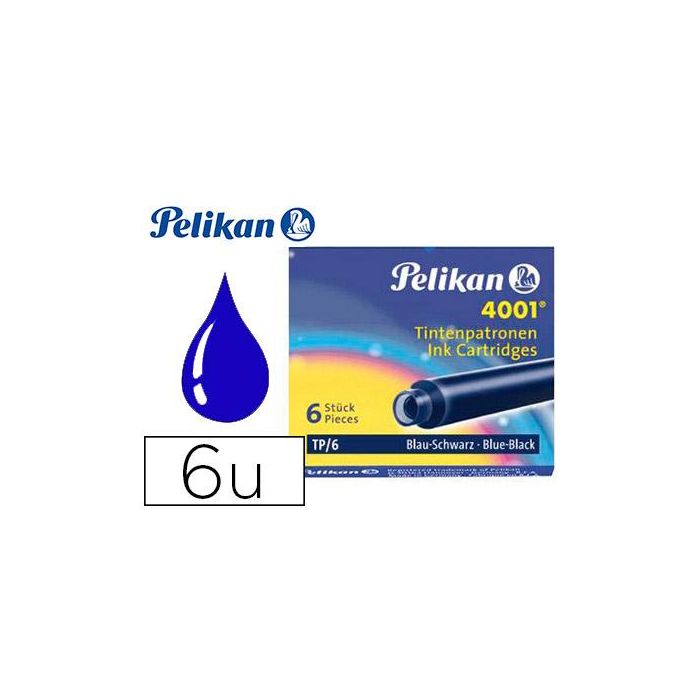 Tinta Estilografica Pelikan Tp6 Azul-Negro Caja De 6 Cartuchos