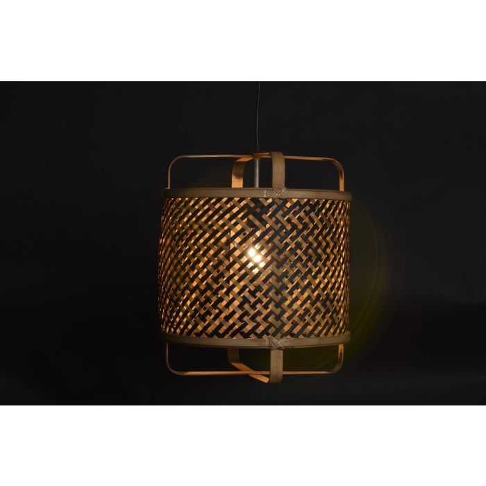 DKD Home Decor Lámpara de Techo Tropical 36 x 48 x 36 cm Marrón Negro Ratán E27 1