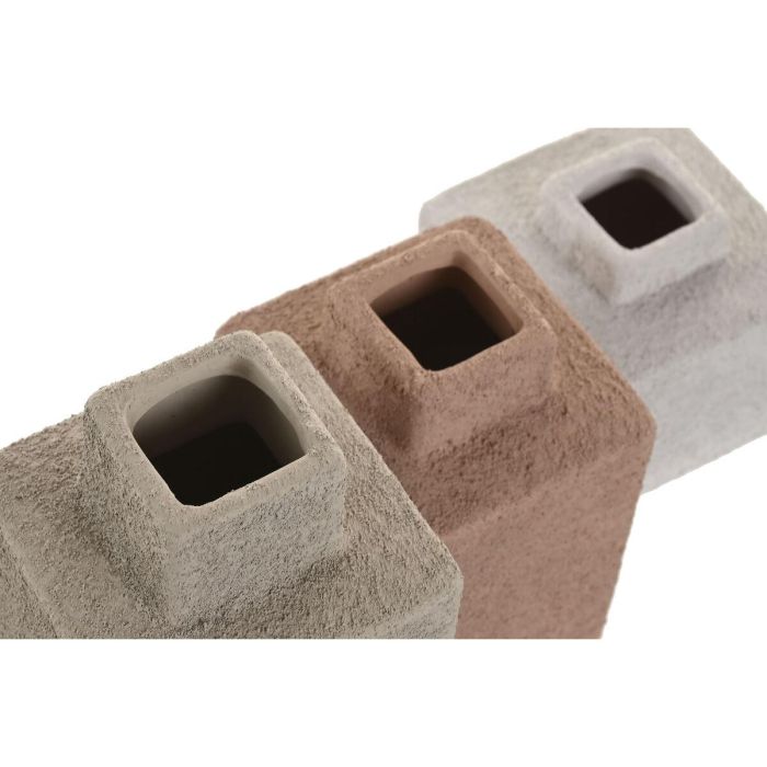 DKD Home Decor Jarrón Urban Multicolor Gres Rugoso 10 x 22.5 x 10 cm Set de 3 1