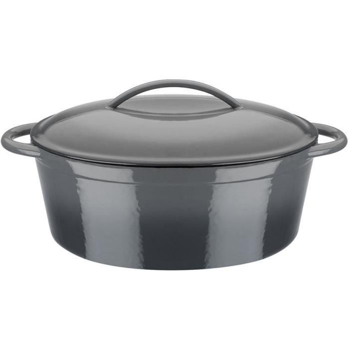 GSW GSW4005643716338 Cacerola de Hierro Fundido Macizo Grey Shadow Ovalada para Inducción 33x25 cm, Gris