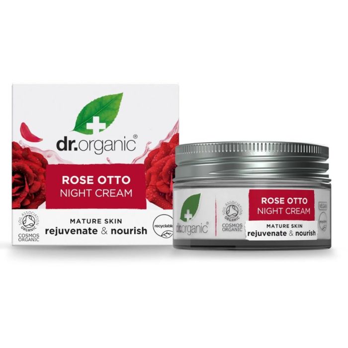 DR. ORGANIC Crema Noche Rosa de Damasco Rejuvenecedora y Tonificante 50ml para Todo Tipo Piel