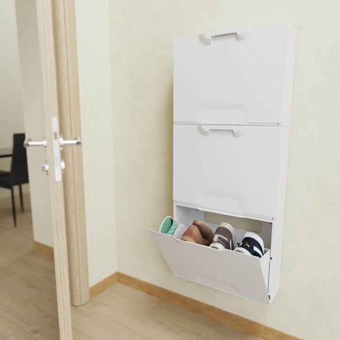 Zapatero apilable de polipropileno blanco 51 x 17,3 x 40,1 cm 2 Zapatero apilable de polipropileno blanco 51 x 17,3 x 40,1 cm 2