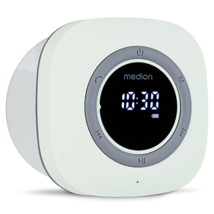 Medion MED4061275227666 Radio de Ducha FM Bluetooth IPX6 con Soporte de Ventosa Verde 1