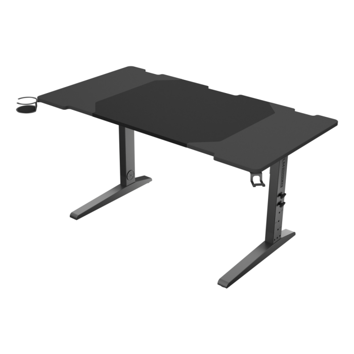 GENESIS NDS-2249 Holm Modular 140 Escritorio Gaming Altura Ajustable, Negro, con Soporte Bebida/Auriculares y LED RGB