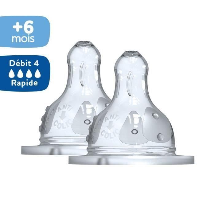 Dodie Tetina Supernova Redonda 3 Velocidades +6 Meses Cuello Ancho Silicona Flujo 4 Líquidos Espesos Anti-cólico Pack 2 1